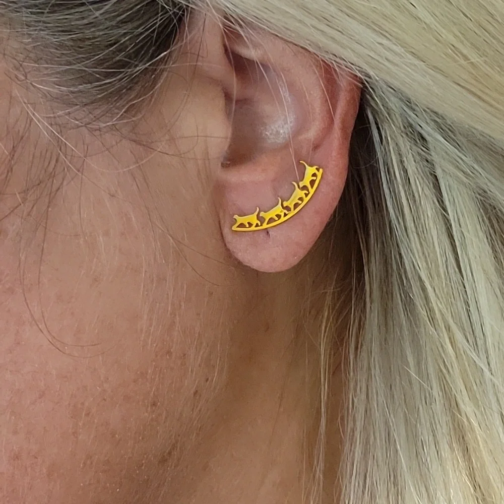 MARCHING CATS CLIMBER EARRINGS, Choice of Color